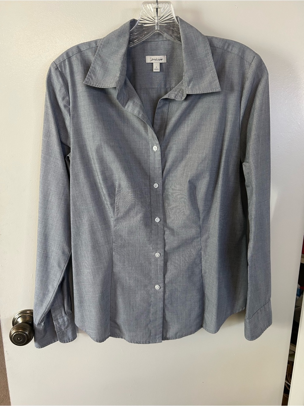 Talbots Light Gray Button-Front Blouse